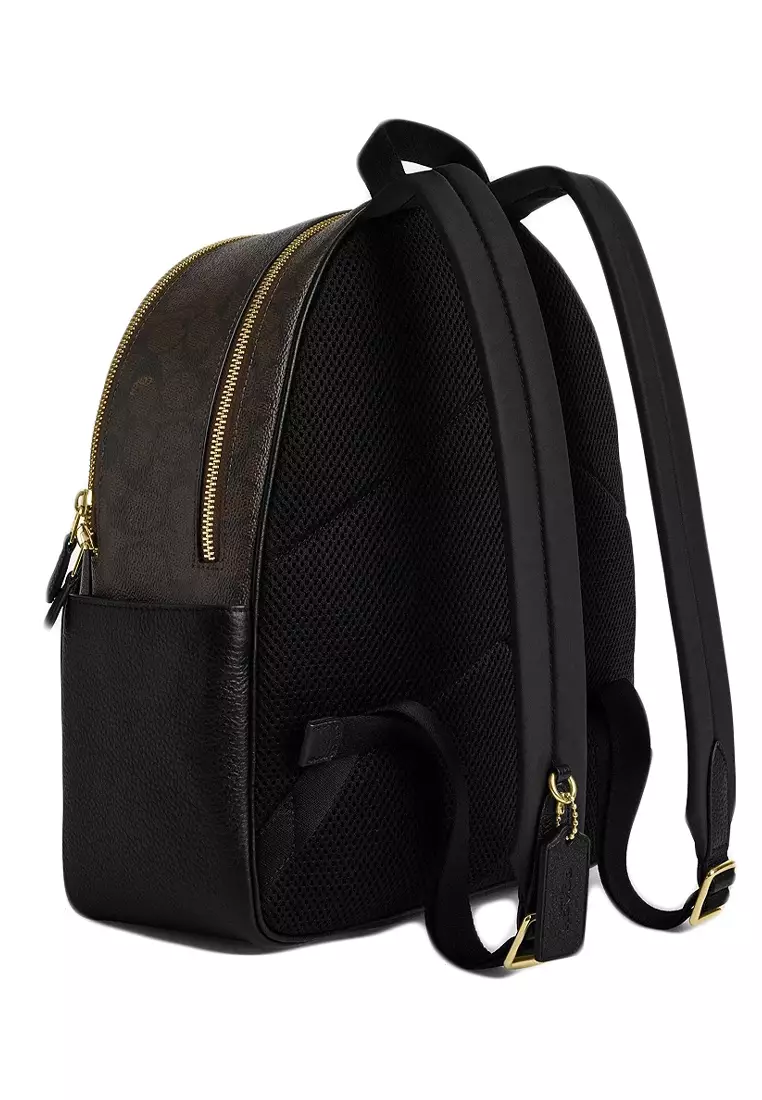 Buy COACH Court Backpack In Signature Canvas - Walnut/Black  display picture 2