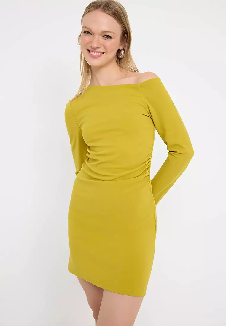 Buy Trendyol Oil Green More Sustainable Gather/Drape Short/Mini Stretchy  Knit Dress 2026 Online | ZALORA