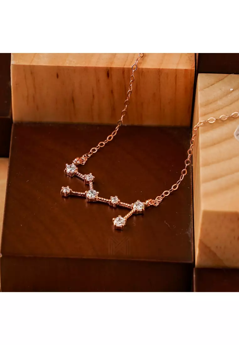 Match The Stars Virgo Constellation Rose Gold Necklace with 925 Sterling Silver