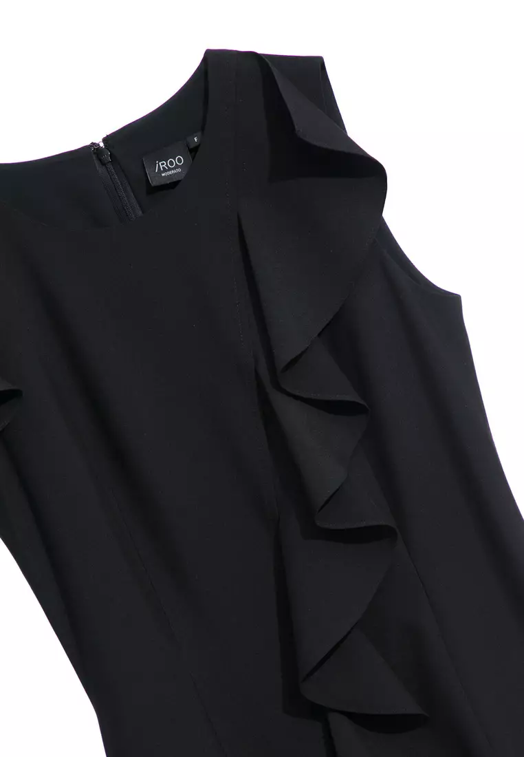 Ruffle Detail Side Slit Dress