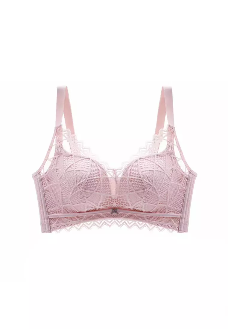 ZITIQUE Women's Comfortable Non-wired Lace Bra - Pink 2024