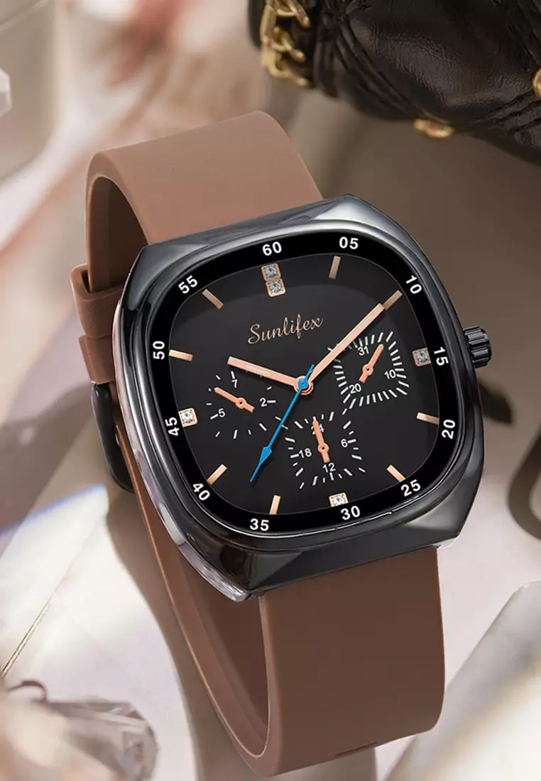 Jam Tangan Wanita Anti Air Original Kasual Mode Tali Silikon Jam Tangan Cewek Korea Brown