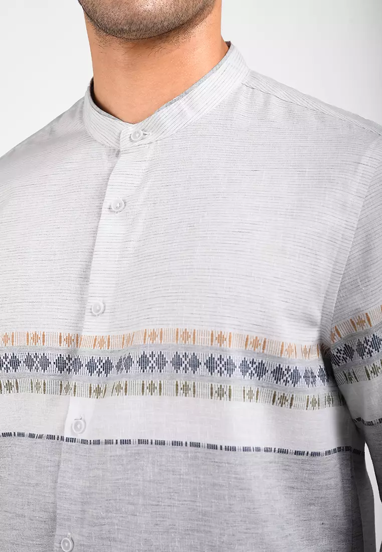 MOC Kemeja Koko Lengan Panjang Pria NAKI-GREY