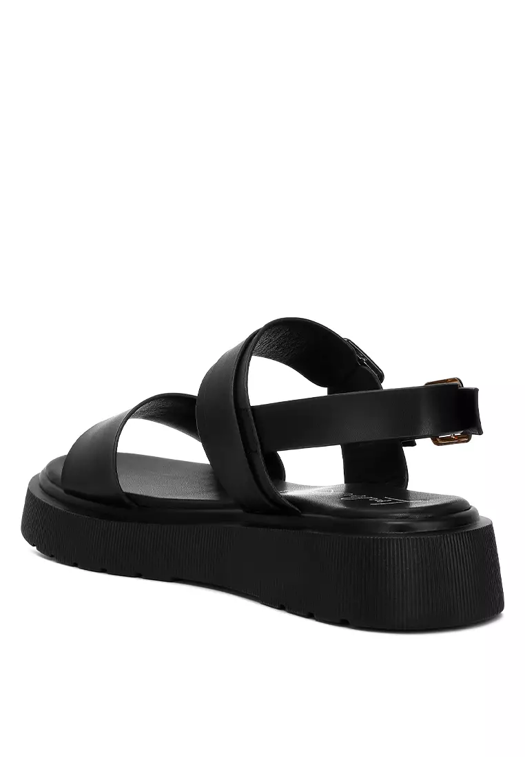 Womens black chunky sandals clearance