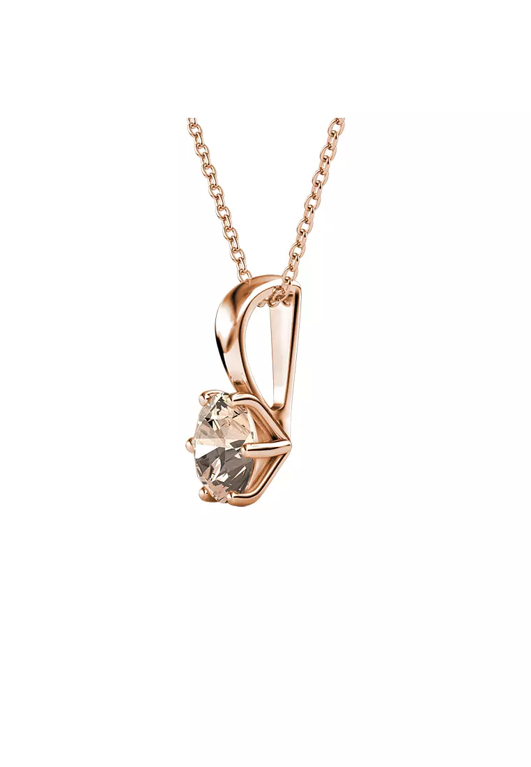 Galaxy Stone Pendant Silk Light Peach Rose RG - Kalung Crystal by Her Jewellery