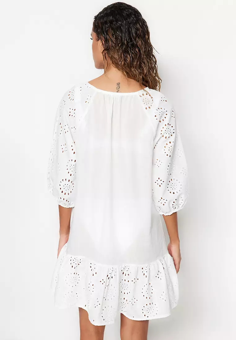 White lace deals beach dress