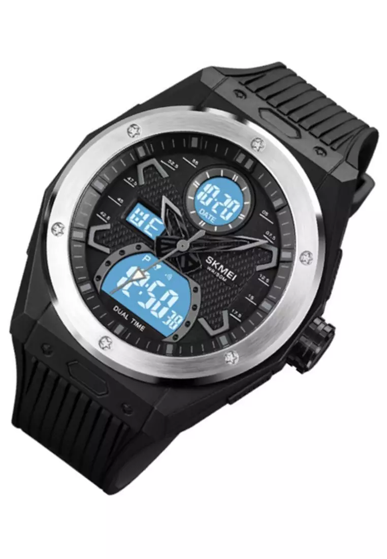 Jam Tangan Analog Digital Pria Waterproof Many Function Strap Tali Material PU Silicone IR41 ORIGINAL