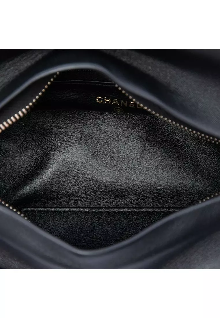 Pre-Loved Chanel Cc Quilted Velvet Crystal Wristlet Clutch