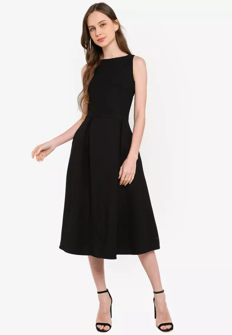 Buy Nelly Ruched Flare Dress - Black