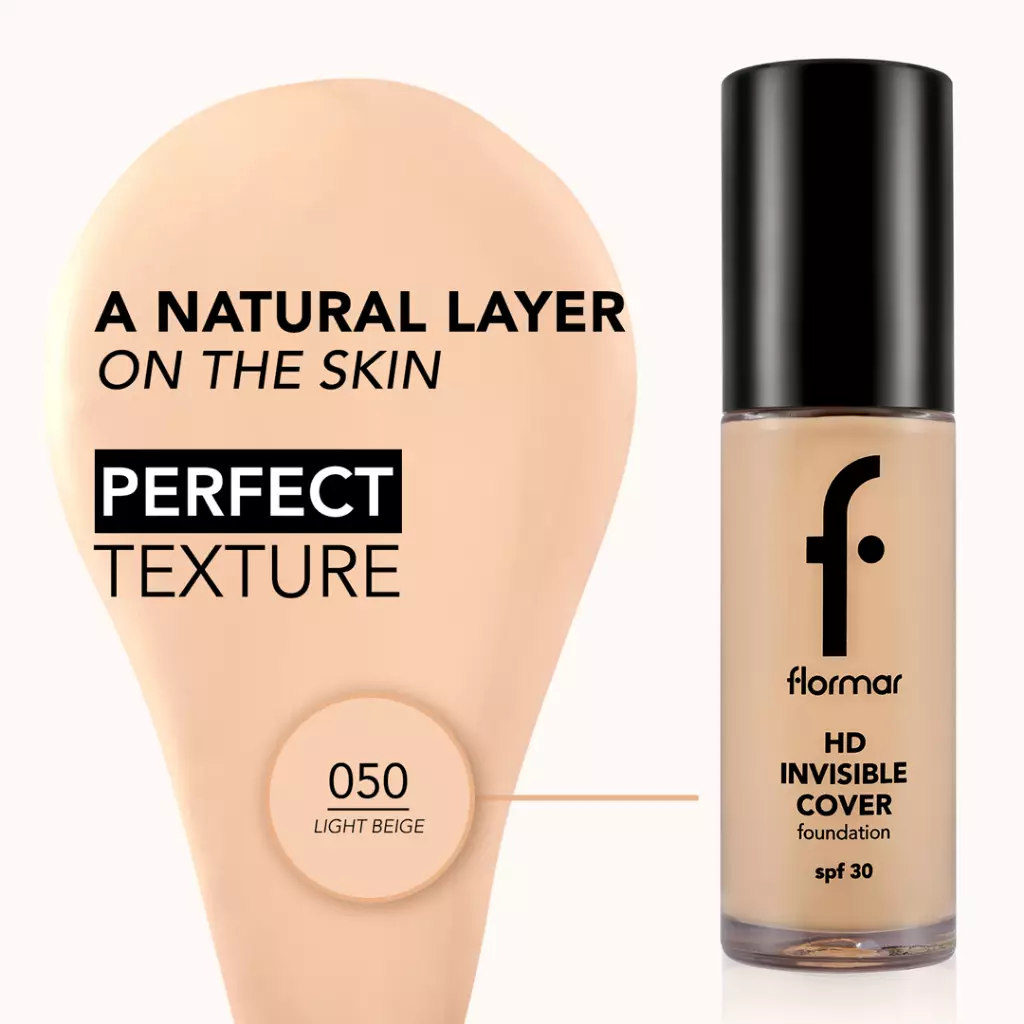 Flormar Invisible Cover HD Foundation - 100 Medium Beige