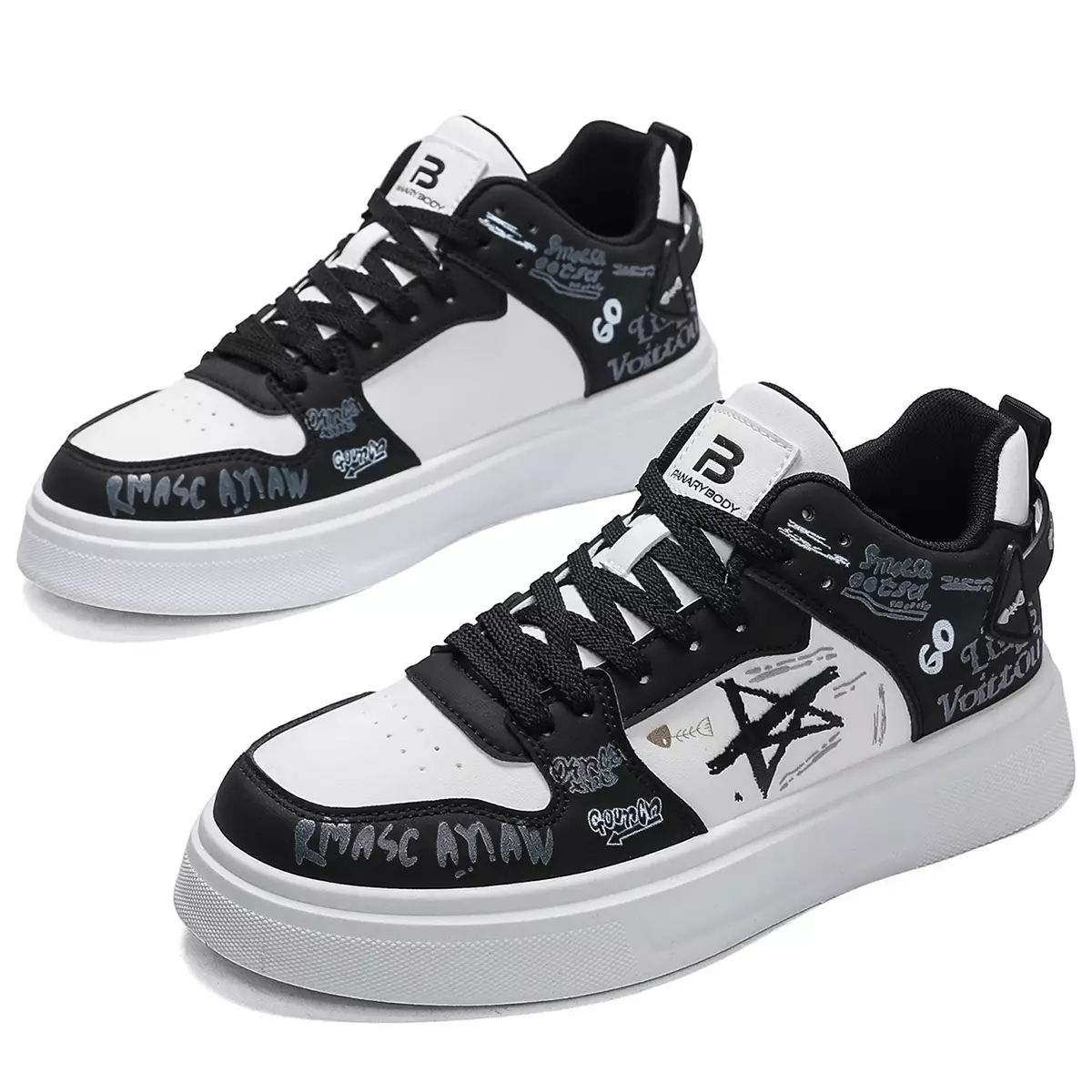 New Arrival Sepatu Casual Pria Model Terbaru Sneakers Cowok Motif Bintang Kekinian QNK801