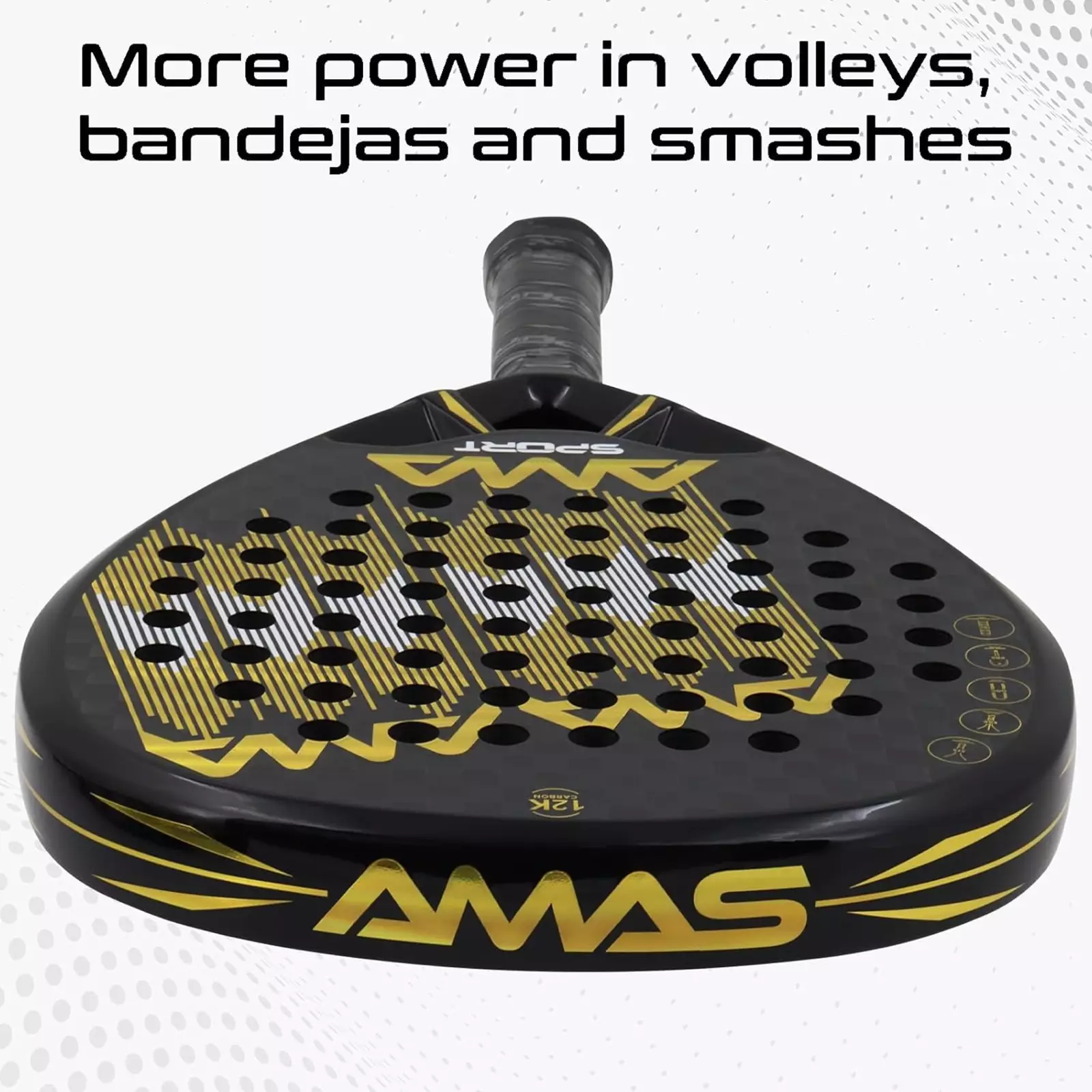 Raket Padel AMASPORT Ama Sport 12K 360-370G Black Gold