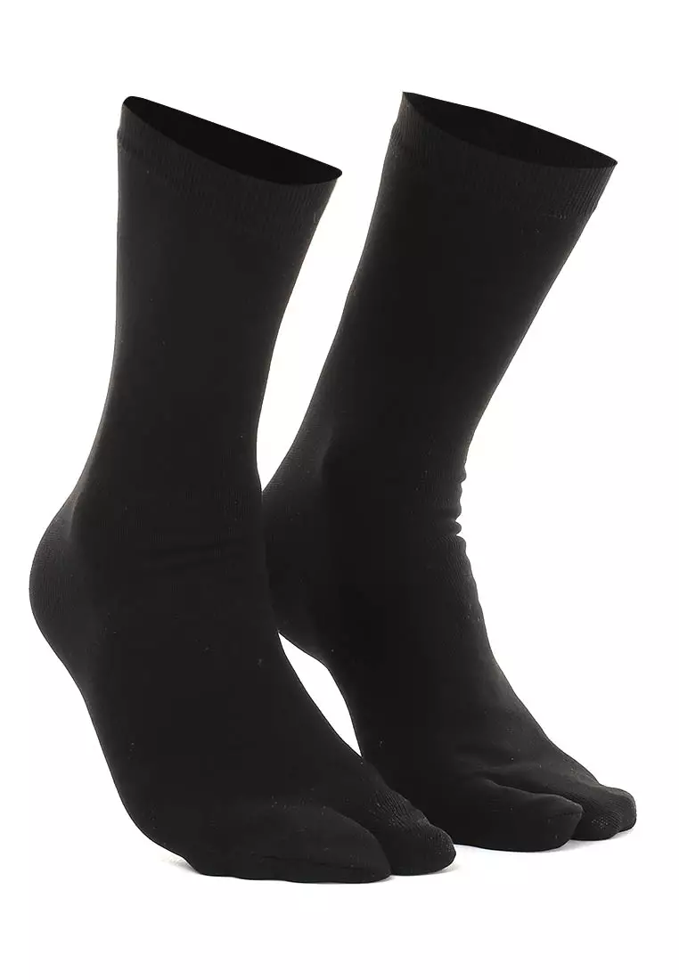 Nercyla Kaos Kaki Wanita Toe Socks Two Tone Casual Footwear Material Spandex ORIGINAL - Black
