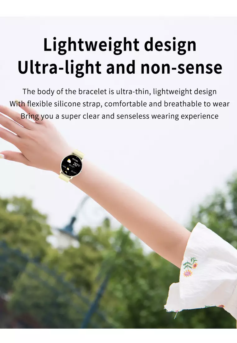 Smart Watch Pria Full Touch Screen Phone Call Wireless Charge Jam Tangan Pintar Kuning