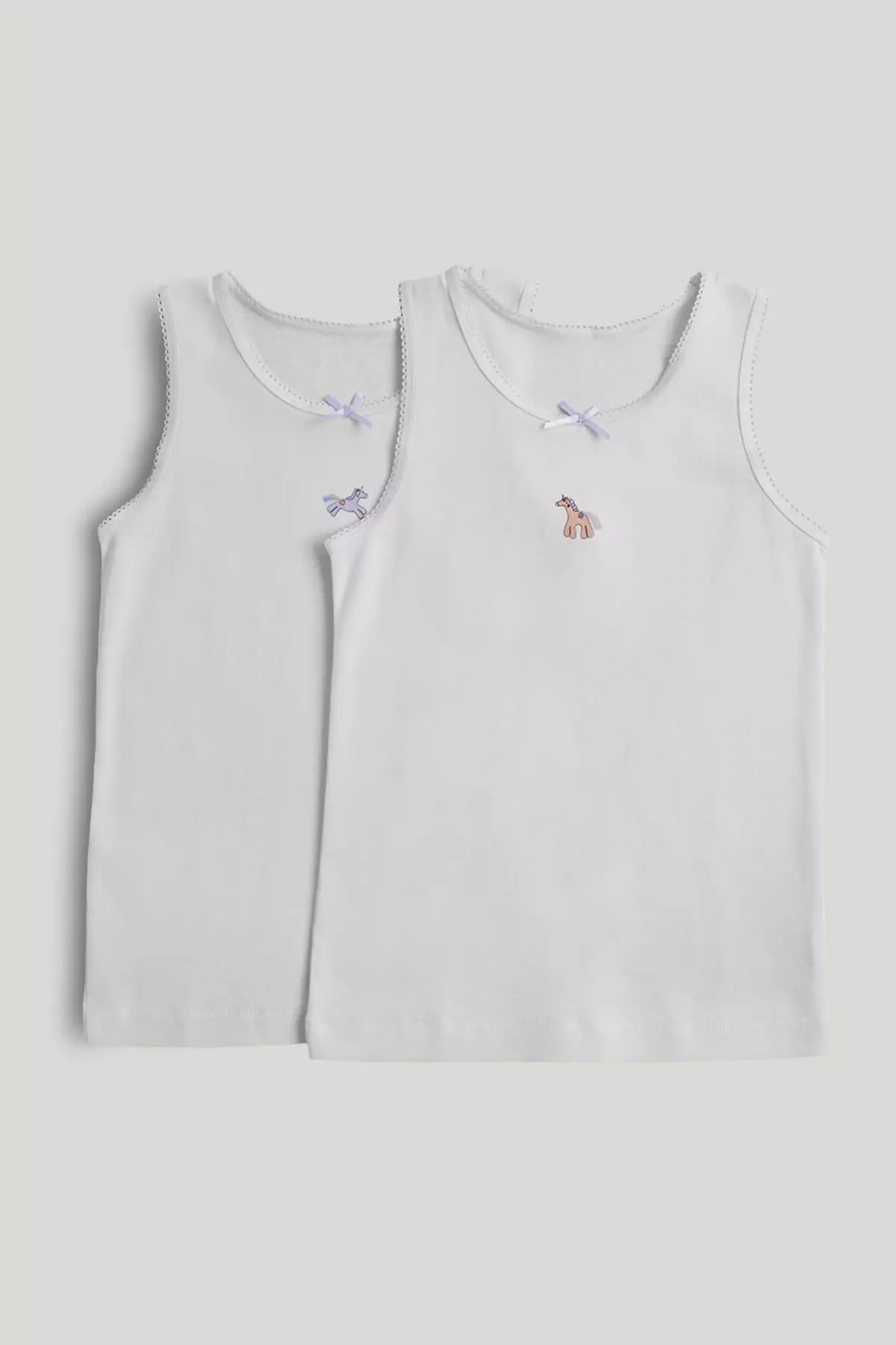 Mothercare 2 Pack Party Horse Sleeveless Vests - Kaos Dalam Anak Perempuan (Putih)