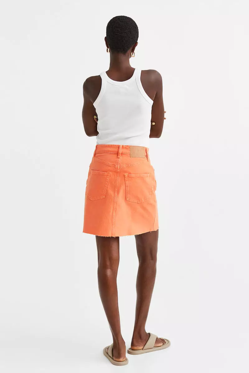 Orange skirt jean cheap