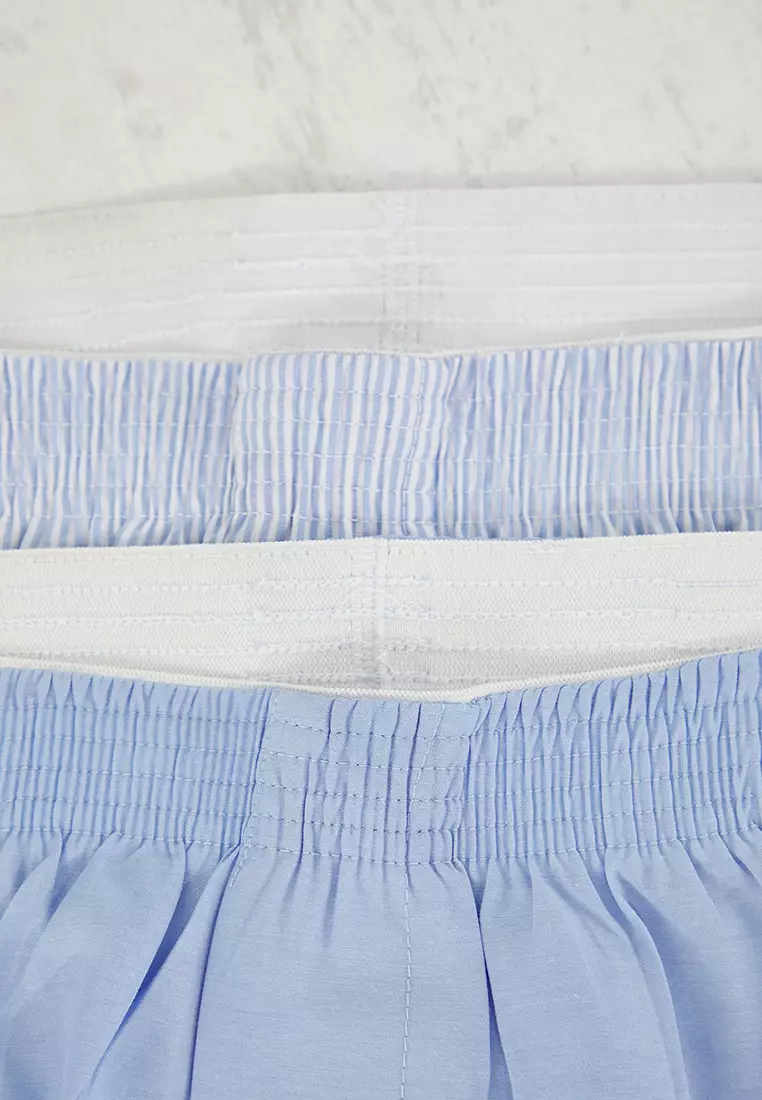 Blue Woven Cotton 2-Pack Boxer Tmnss25Bx00009