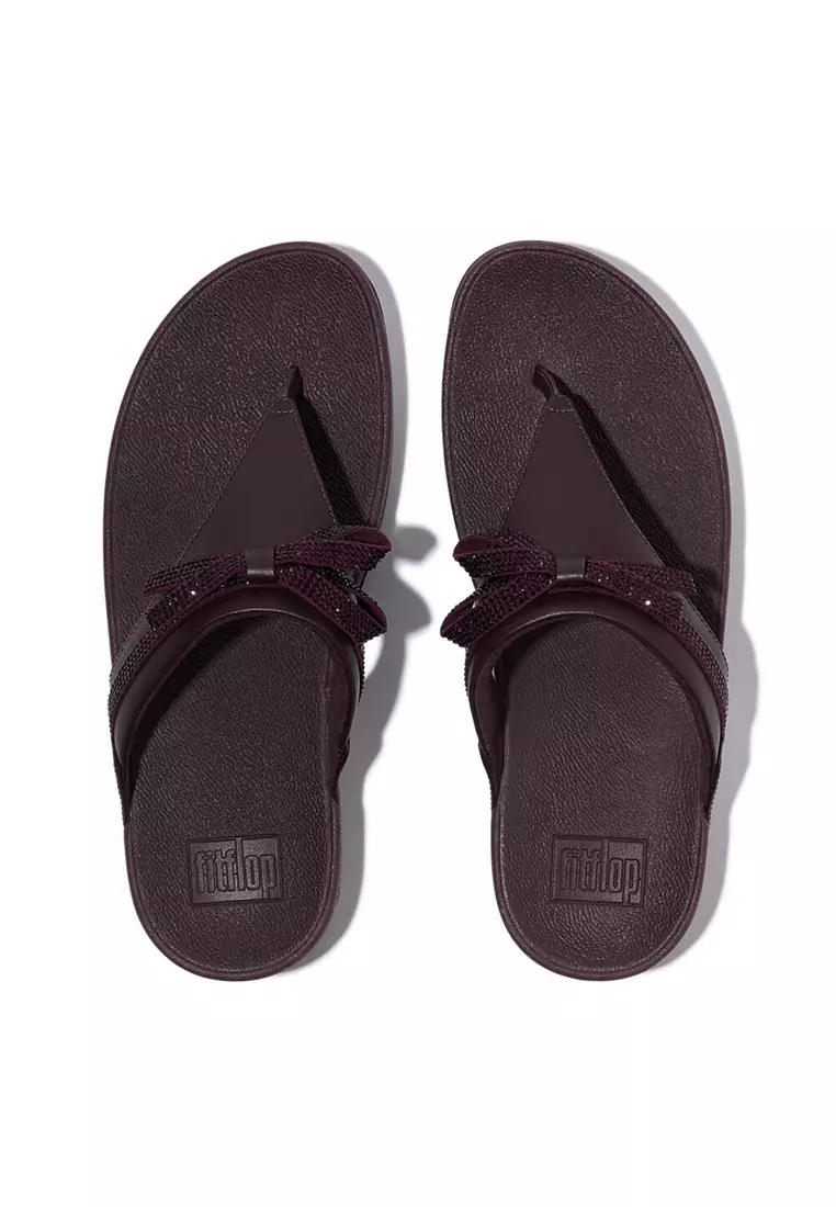 Lulu Glitz-bow Leather Toe-post Sandals