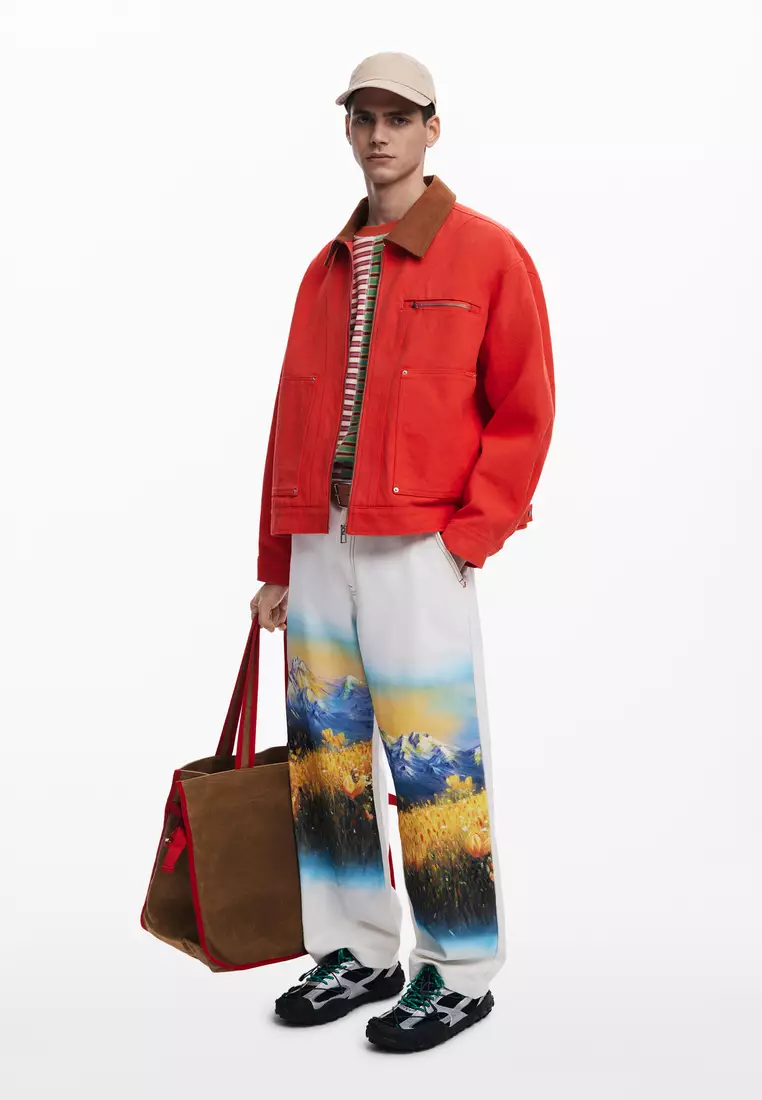 Contrast collar jacket