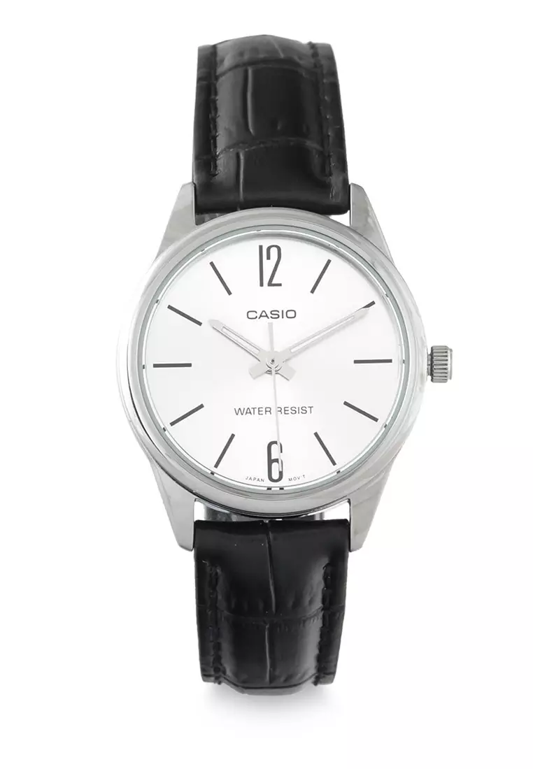 Jual Casio Casio Jam Tangan Wanita Black Silver Leather Strap