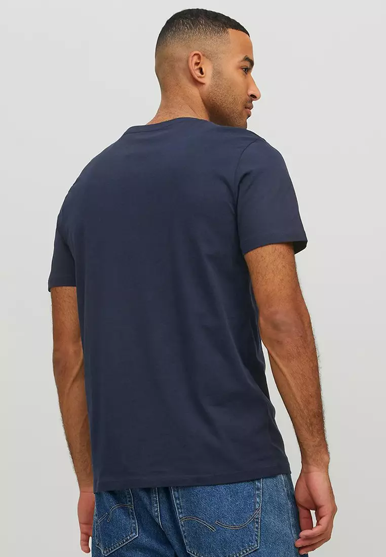 Corp big logo t-shirt in cotton navy blue Jack & Jones