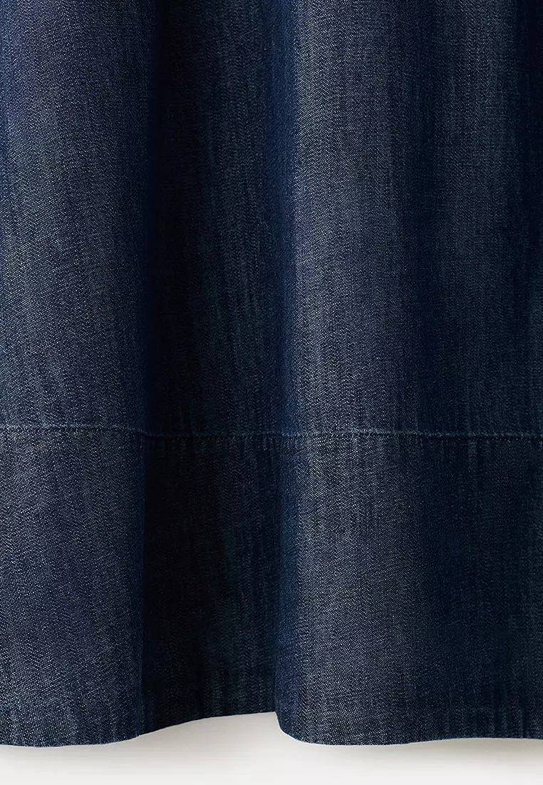 Denim Skirt With Stitched Hem