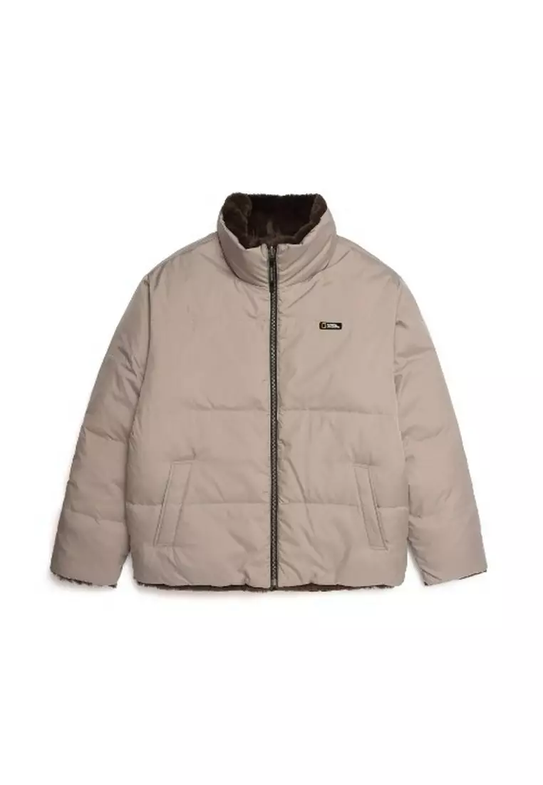 [FLOWER DOWN] SLOTHS Faux Fur Reversible Down Jacket