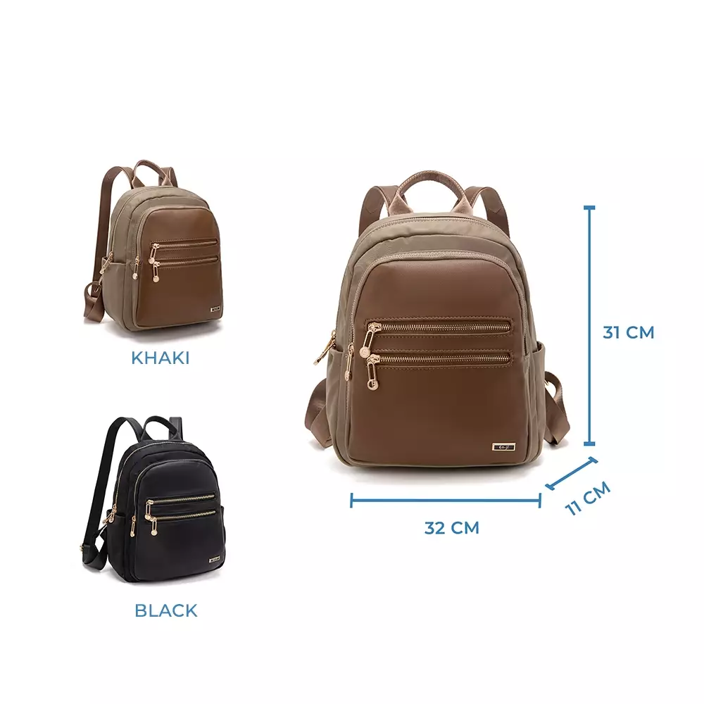 En-ji Heoji Backpack Wanita Warna Khaki