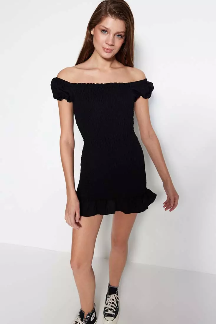 Black fitted cheap mini dress