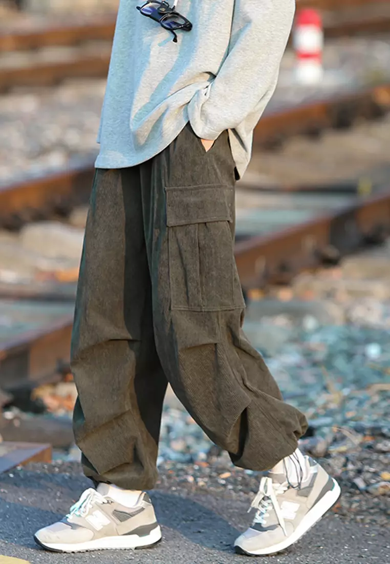 Corduroy jogger top pants mens