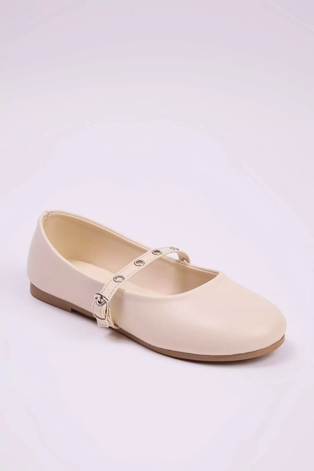 Cream Accessory Tape Detailed Big/Small Girls Kids Mary Jane Ballerina Takaw26Be00001