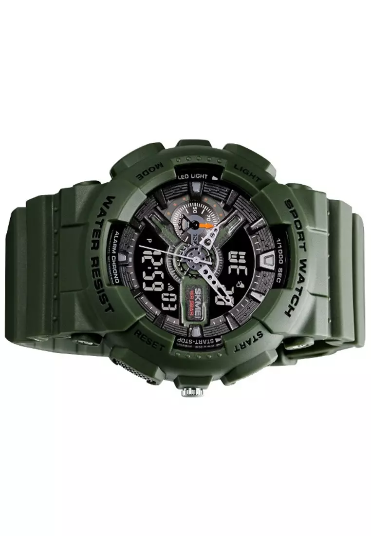 Jam Tangan Analog Digital Pria Design Sporty Many Function Waterproof Strap Tali Material PU DS88 ORIGINAL