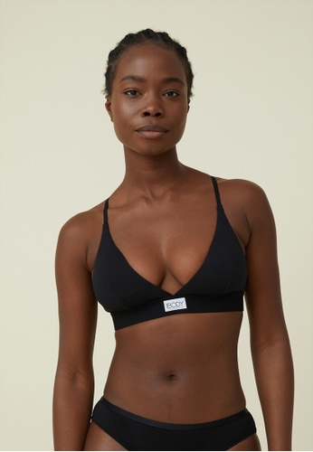 Cotton On Body black Organic Cotton Triangle Padded Bralette A1A60US8522110GS_1