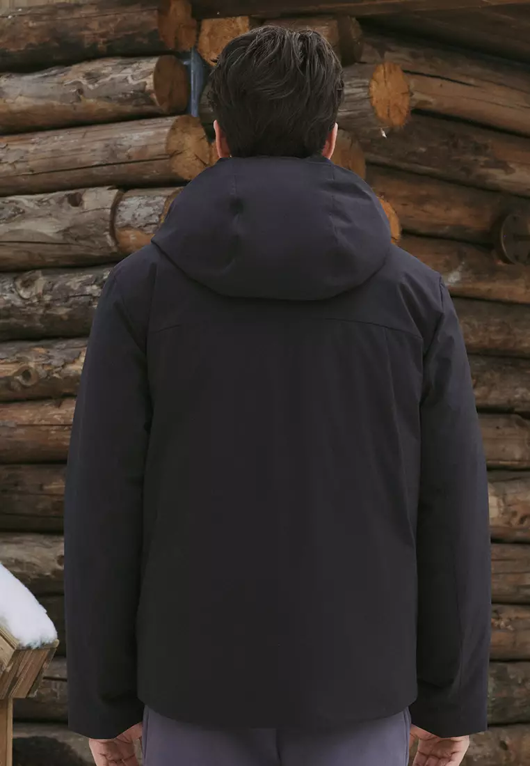 男裝 K-SWISS LOGO 防風防潑水鵝絨連帽羽絨外套