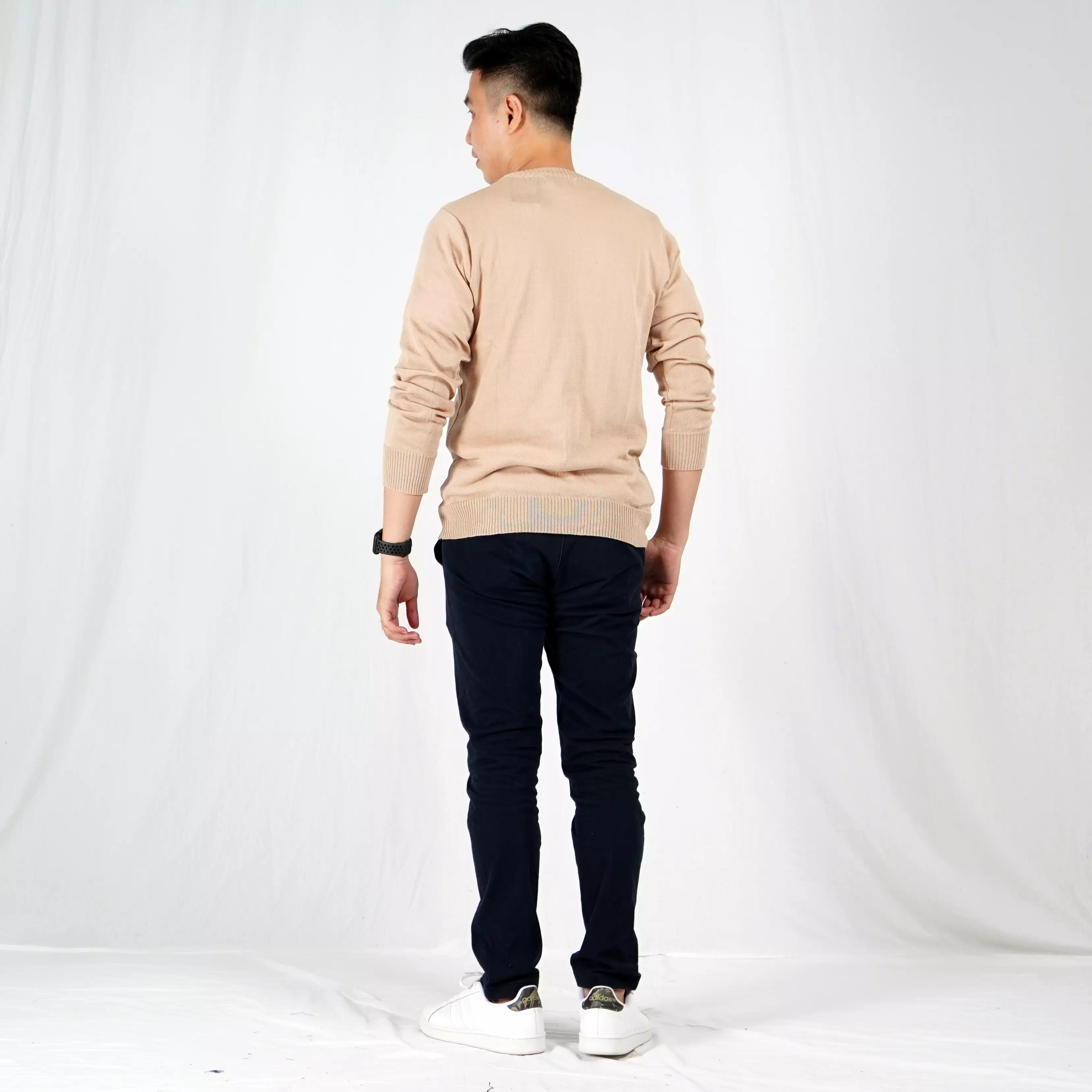 OKECHUKU Vleur Sweater Rajut / Switer Knit Pria Katun Basic Polos Leher V Neck