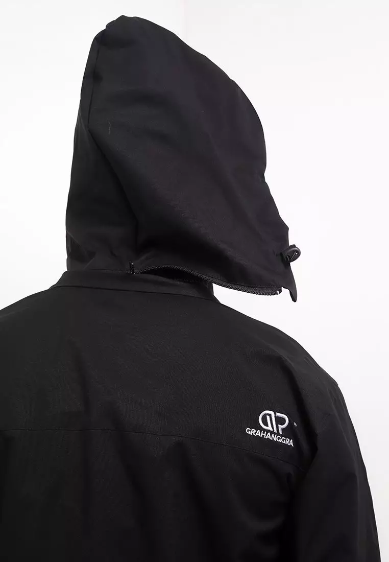 GRAHANGGRA Jaket Waterproof Vasili Hoodie Bisa Dilepas Pasang - Black