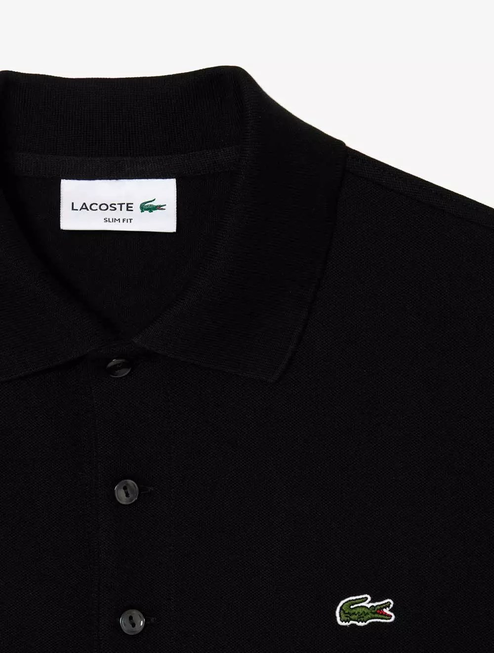 Slim Fit Stretch Piqué Polo Shirt - Black