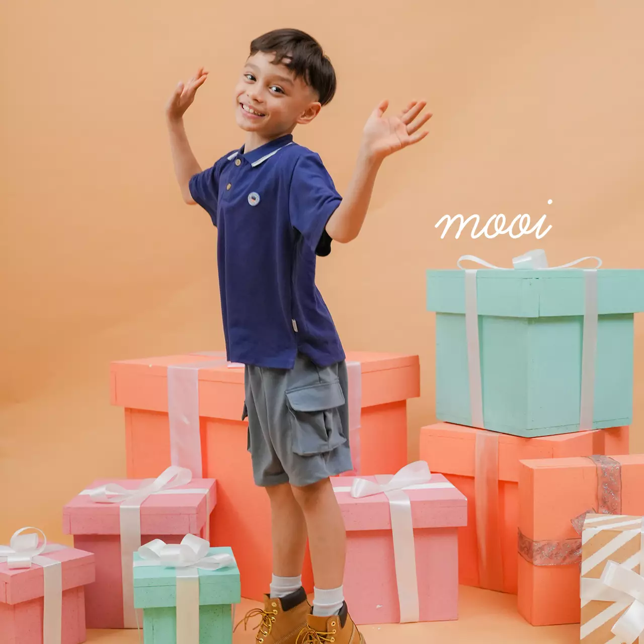 Mooi Celana Pendek Cargo Anak Aldo Short Cargo Pants - Black