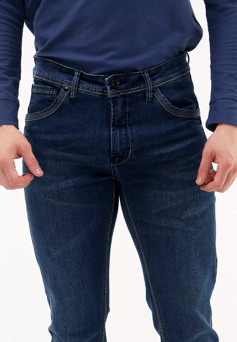 Denim Long Tapered Stretch Jeans