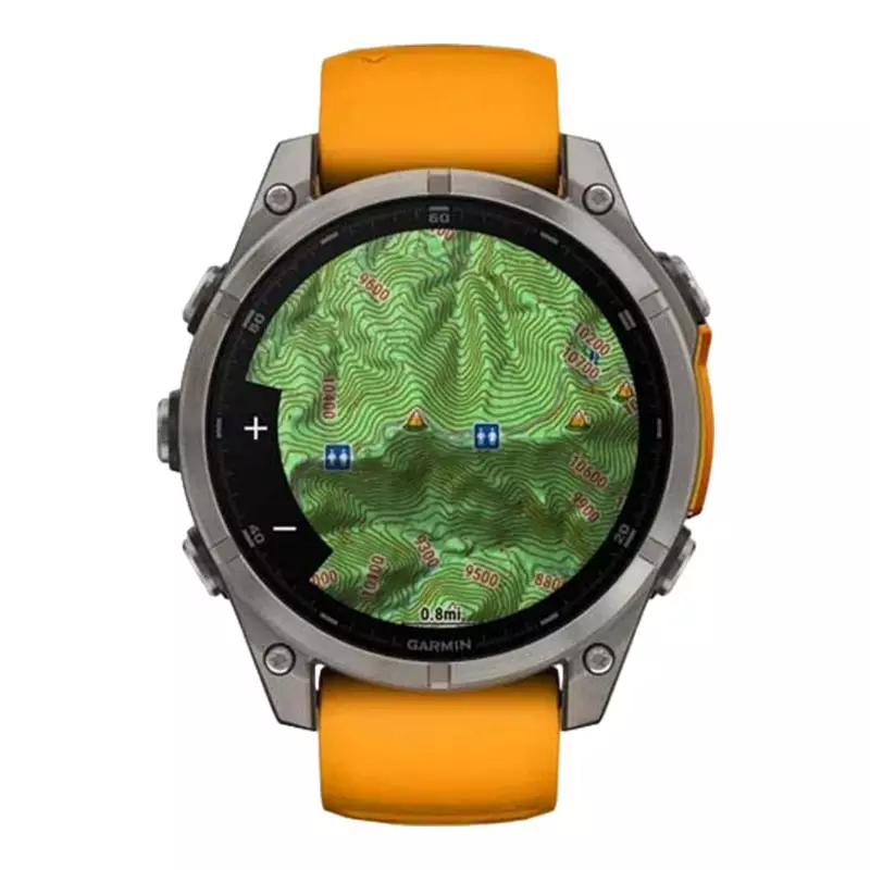 Jam Tangan Pria Garmin Fenix 8 47 010-02904-19 Smartwatch Sapphire Amoled Titanium Spark Orange Silicone Band