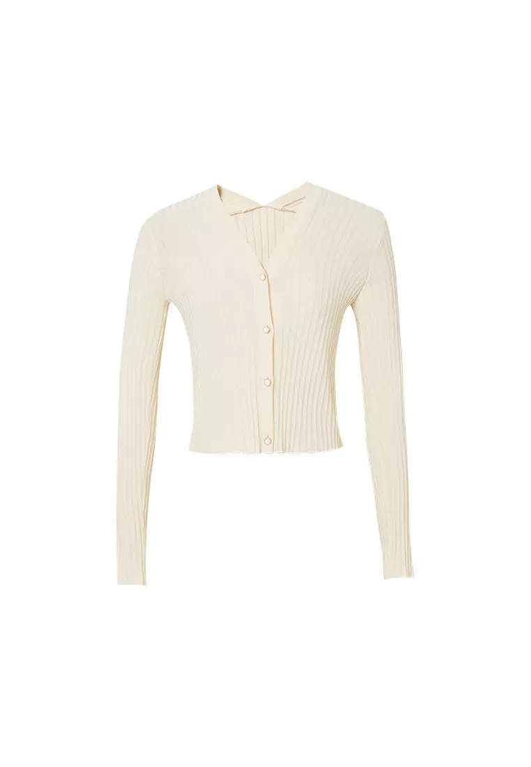 White fitted cardigan on sale
