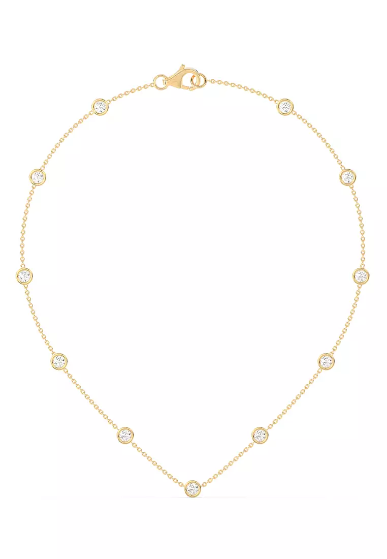 Minimalist Lab Grown Diamond Station Necklace in 14K Yellow Gold D/E-VVS/VS (1.42ct TDW)