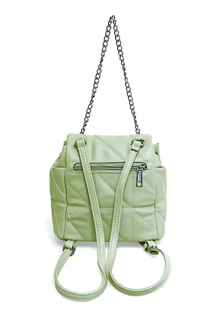 Cellyn Tas Ransel Mini Wanita Strap Kombinasi Rantai Material Leather ORIGINAL - Green