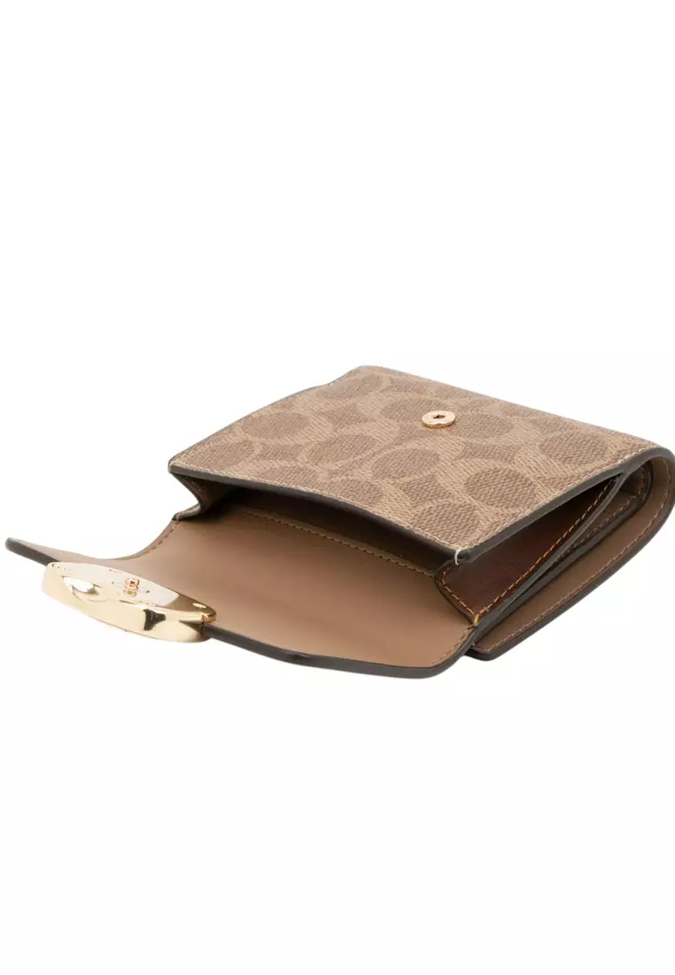 Buy Coach Eliza Small Wallet In Signature Canvas - Tan/Brown
