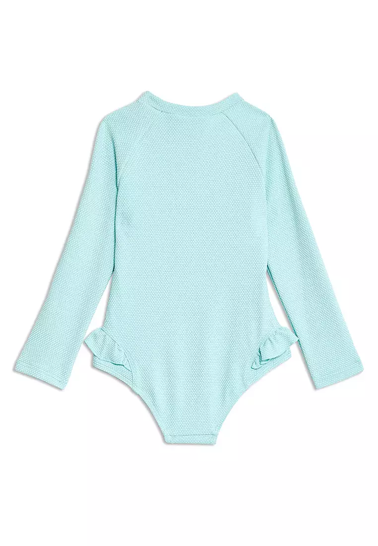 Textured Long Sleeve Swimsuit