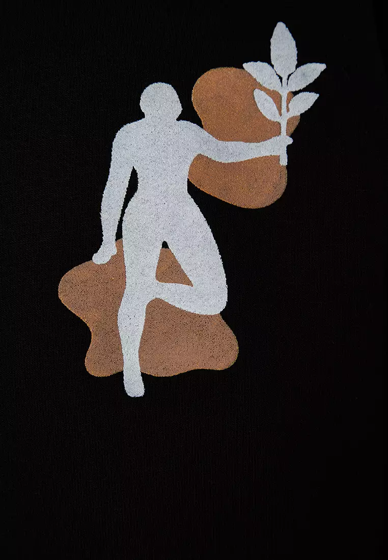 寬鬆/標準剪裁連帽印花衛衣