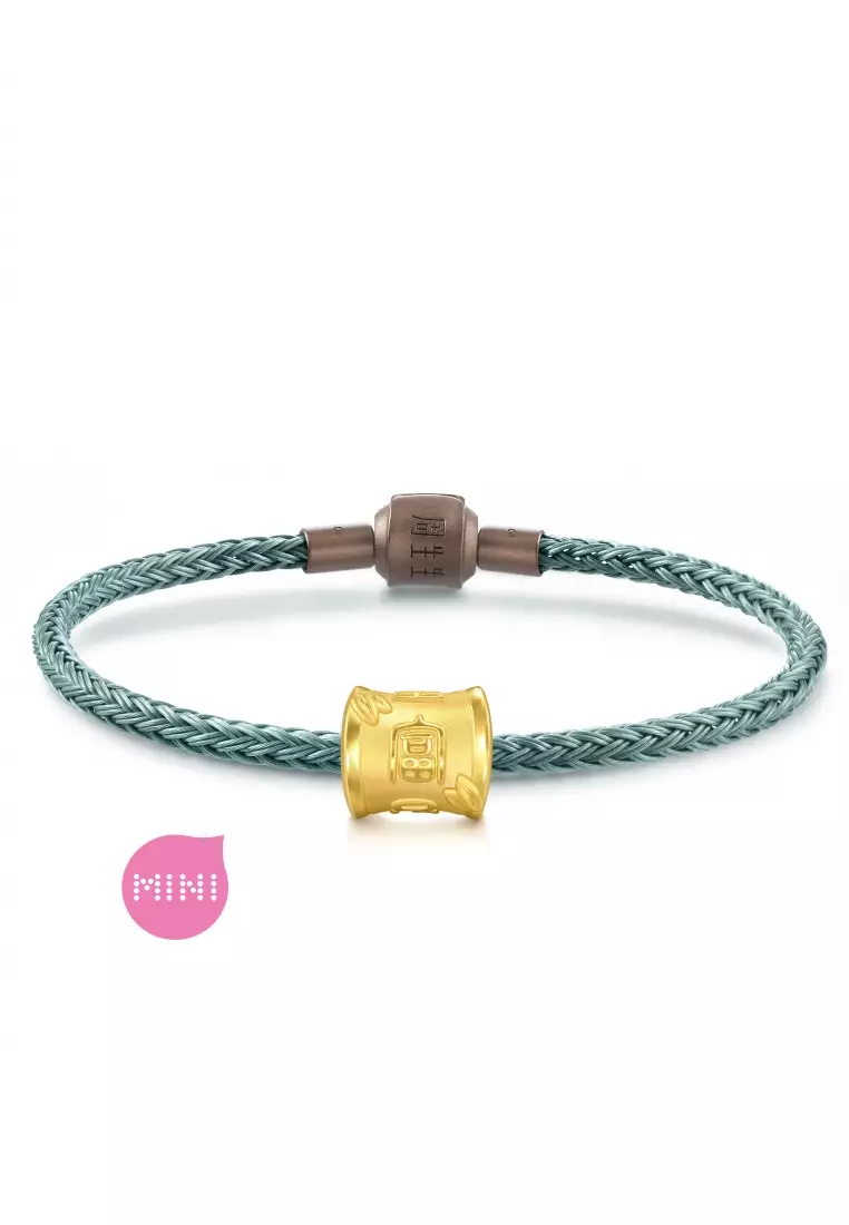 999 24K Solid Gold Cultural Blessing Wealthy Bamboo Charm 94329C (Bracelet not included)