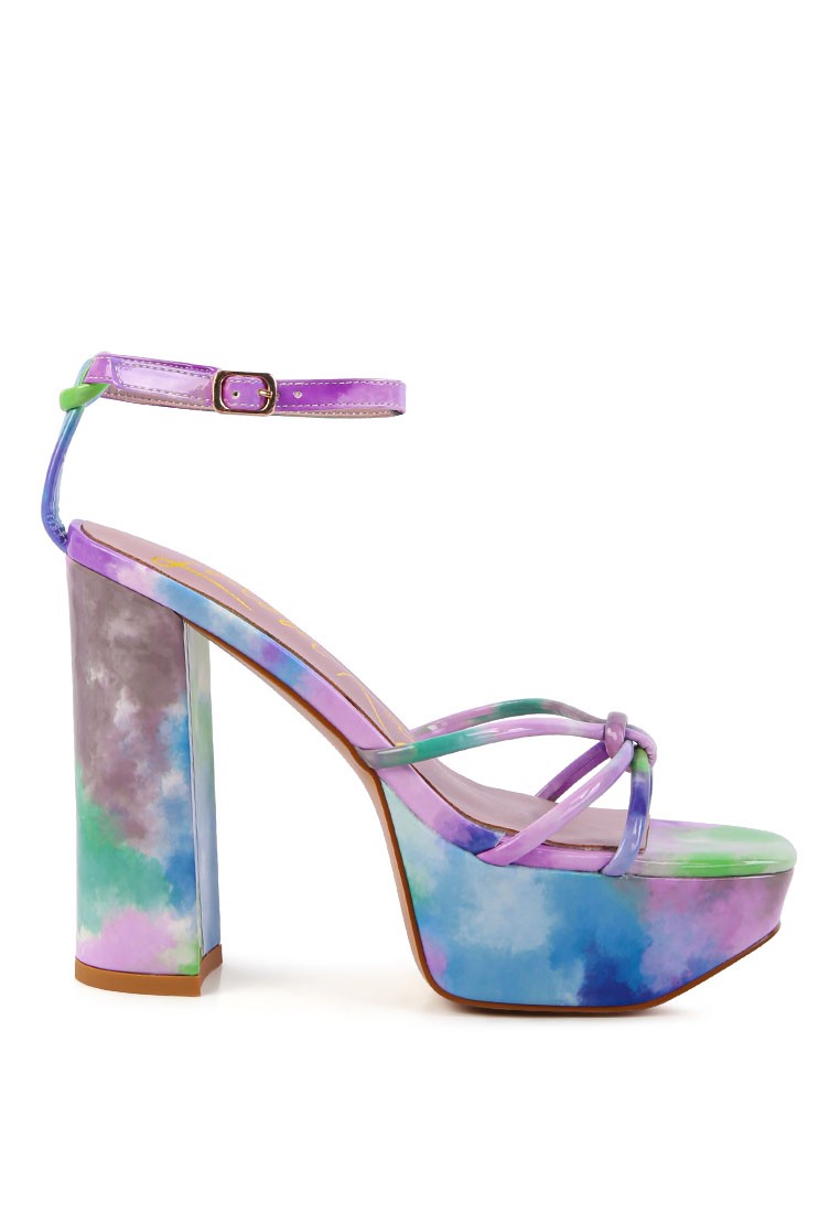 Purple Tie-Dye High Platform Heeled Sandals