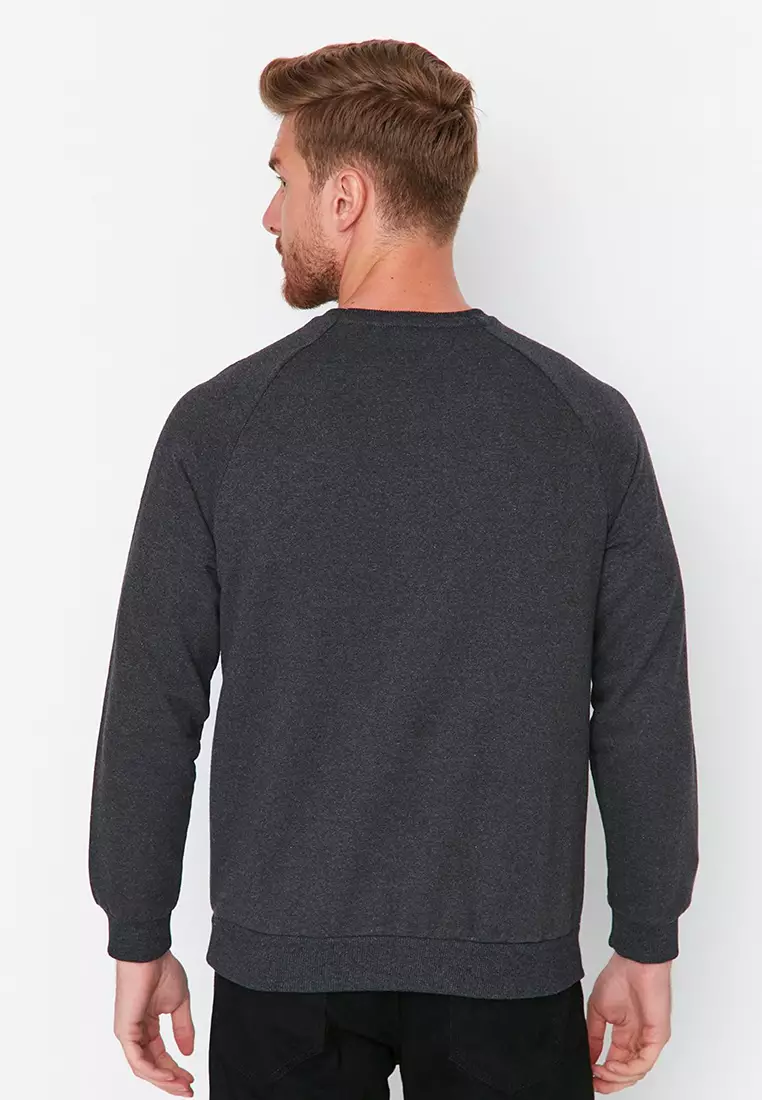 Anthracite Melange Regular/Normal Cut Fleece Inside/Warm Sweatshirt TMNAW23SW00189