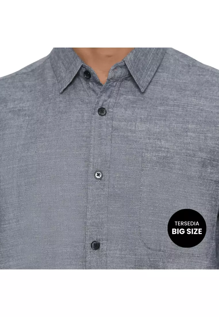 RBJ Kemeja Polos Cotton Navy Regular Fit Pria